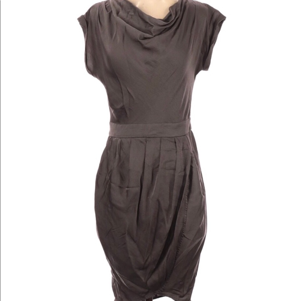 BCBGMaxazria Brown Short Sleeve Sheath Dress